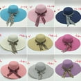 thumbnail image 2 of UDIYO Sunscreen Braided Foldable Straw Hat Leopard Bowknot Decor Wide Brim Women Beach Hat Fashion Accessories, 2 of 8