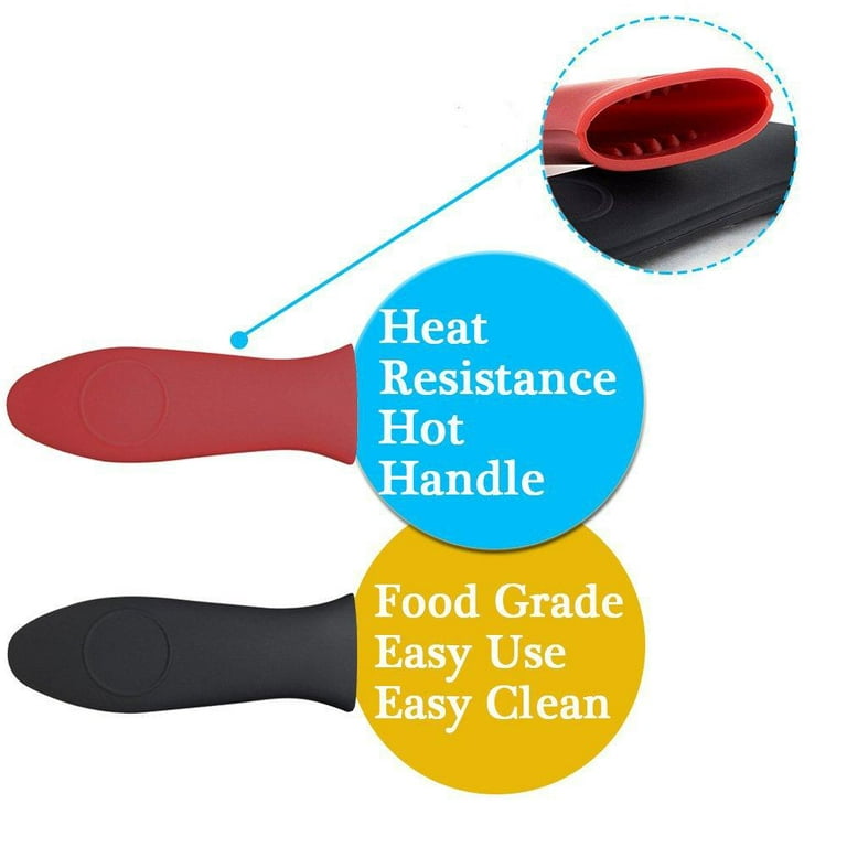 6 Piece Durable Grill Pan Scraper Plastic Set Tool and Silicone Hot Handle  Holder for Cast Iron Skillets, Frying Pans and Griddles 