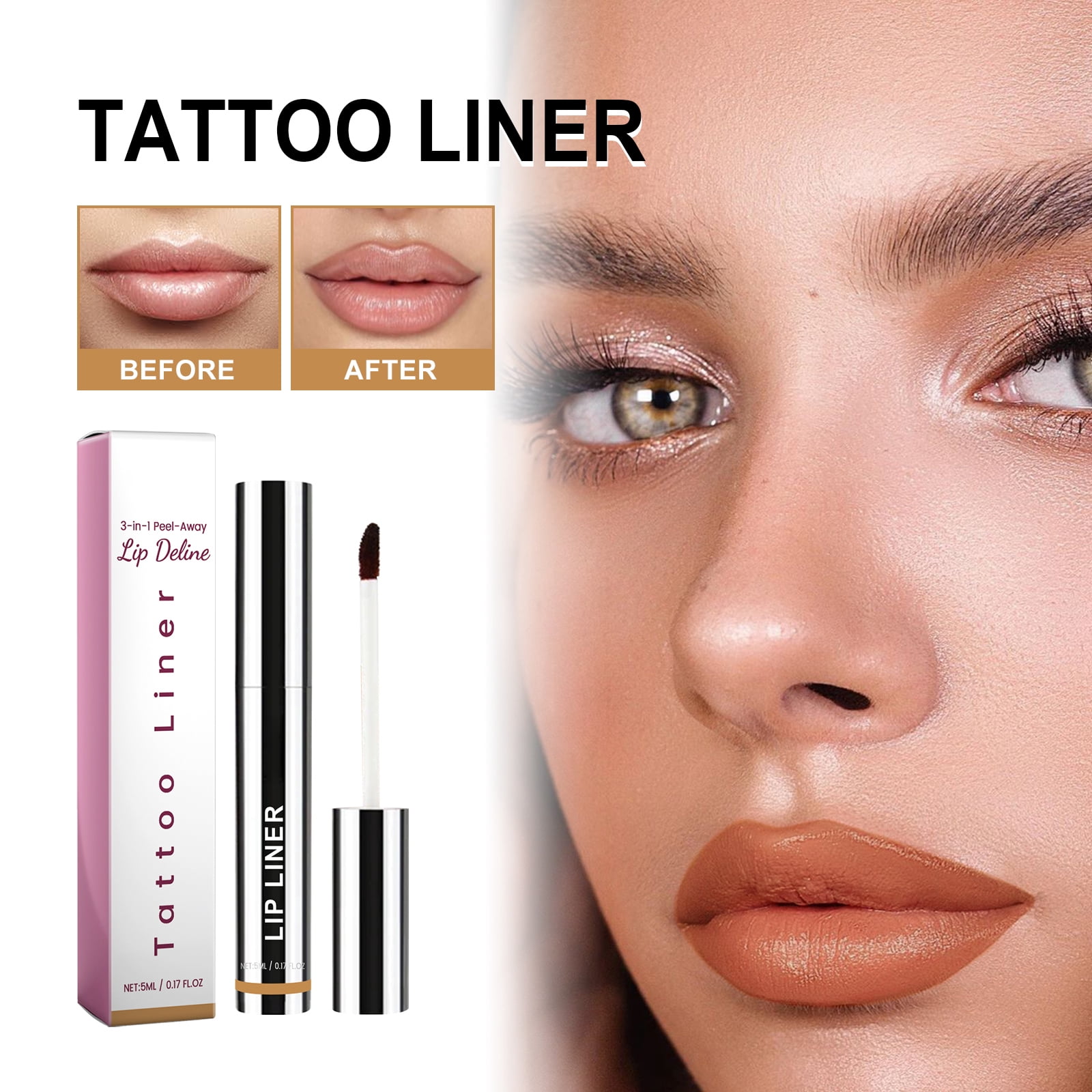 Alvantor Lip Liner, Long Lasting Waterproof Peel Off Lip Stain, Highly Pigmented Color and Transfer Proof Matte Finish, Dark Brown 0.17fl.oz