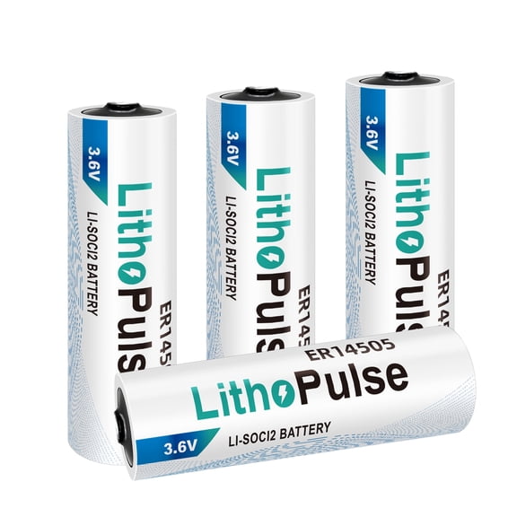 LithoPulse ER14505 AA 3.6V Lithium Battery 2700mAh for Water Electricity Gas Meter PLC Facility Equipment Li-SOCL₂ Non-Rechargeable ER14505 Battery（4 Pack）