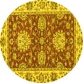 thumbnail image 1 of Ahgly Company Machine Washable Indoor Round Oriental Yellow Traditional Area Rugs, 7' Round, 1 of 4