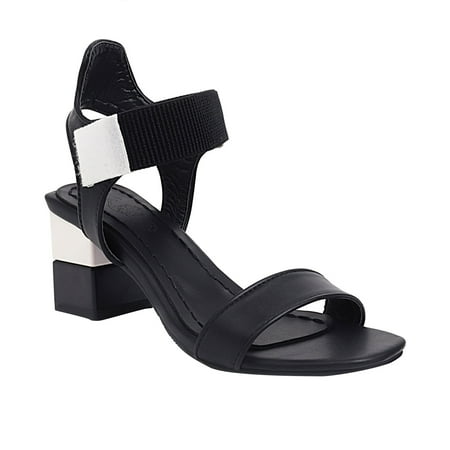 

EQWLJWE Sandals Women 2022 Solid Color Microfiber Leather Chunky High Heels Ladies Summer Sandals Stick Strap Shoes