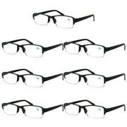 7 Packs Men Women Rectangular Half Frame Blue Light Blocking Reading Glasses Readers for Gaming Computer +3.00