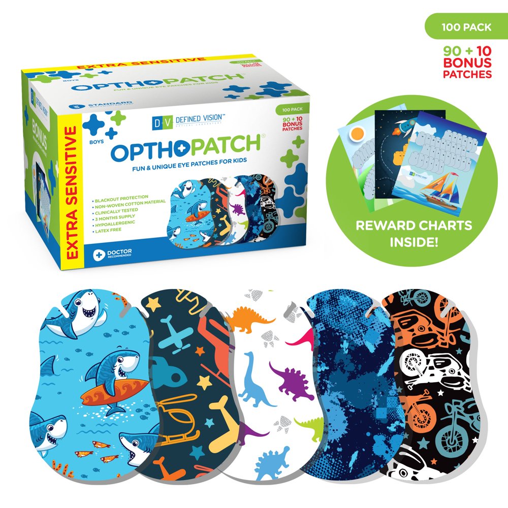Childrens Extra Sensitive Adhesive Eye Patch Boys 100 Pack Series II