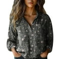 thumbnail image 2 of BILIKEYU Women's Cotton Printed Fashion Button Down Shirts, Womens Long Sleeve Tops, Long Sleeve Shirts for Women, Fall Womens Tops, 2 of 3