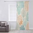 thumbnail image 3 of Coastal Turquoise Semi Sheer Curtains Drapes for Living Room,Bedroom,French Doors Window 45 Inches Long,Ocean Coral Starfish Shell Modern Sea Rod Pocket Chiffon Curtain Drapery Voile Draperies Panel, 3 of 6