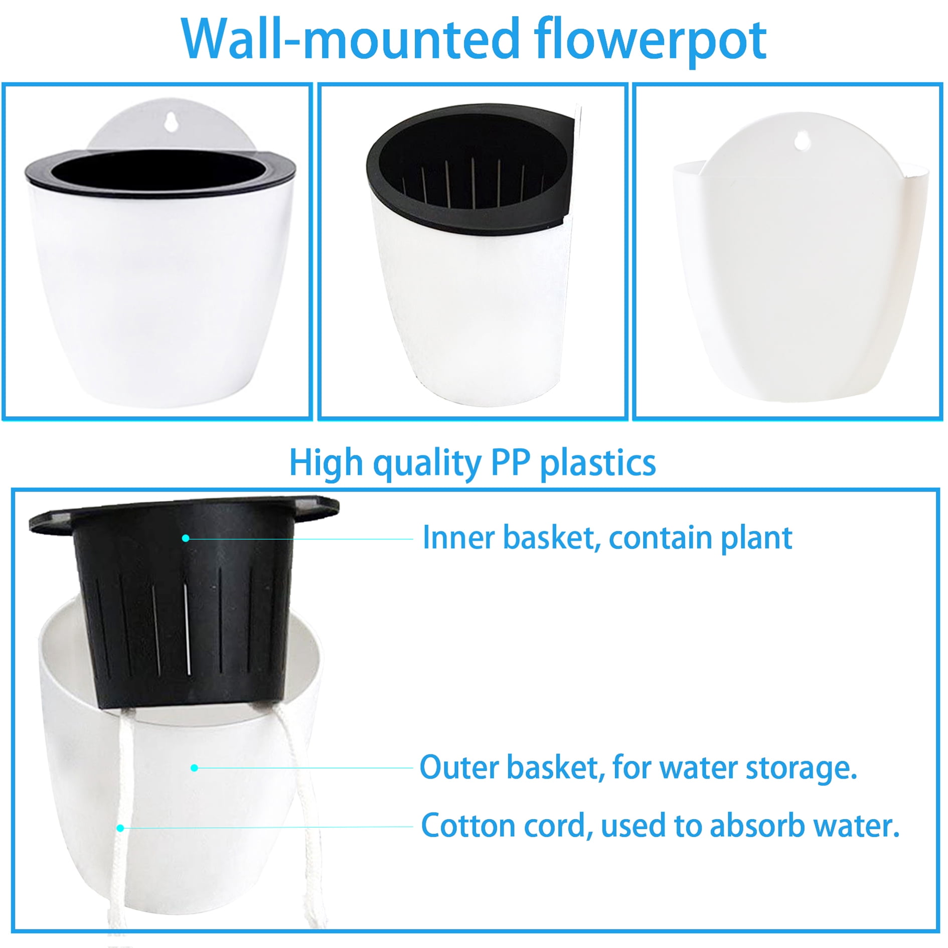 ALL-CARB Self-watering Flower Pots Plant Pot Self Watering Hanging Basket Hanging Planter