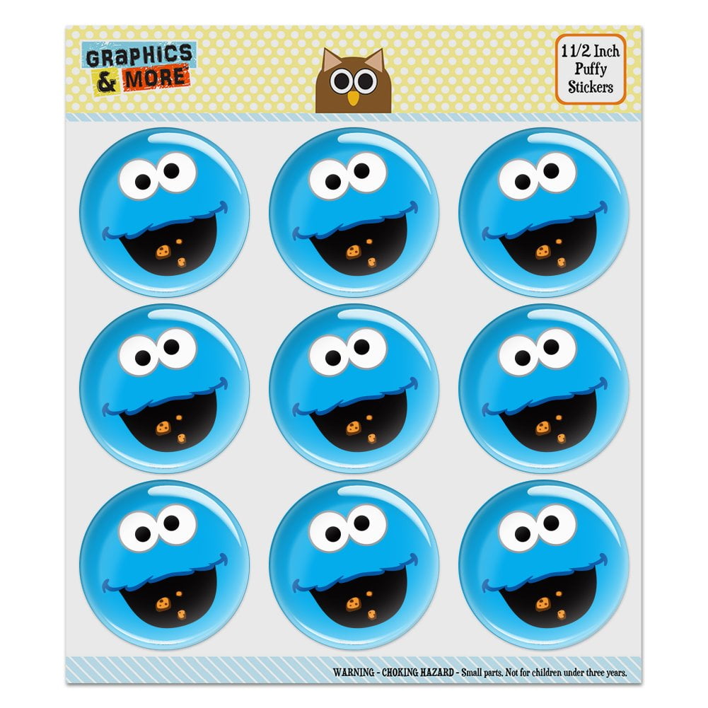 Sesame Street Cookie Monster Face Puffy Bubble Dome Scrapbooking Crafting  Sticker Set