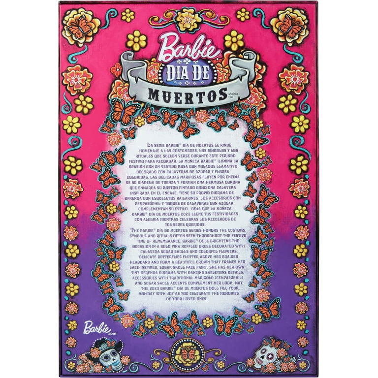 2023 Dia De Muertos Barbie Doll in Ruffled Pink Gown Barbie Signature