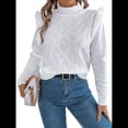thumbnail image 3 of Suéteres de Mujer, Suéter de Cuello Redondo con Volantes, Larga, Color Liso, Holgados, para Invierno 2025. L, 3 of 9