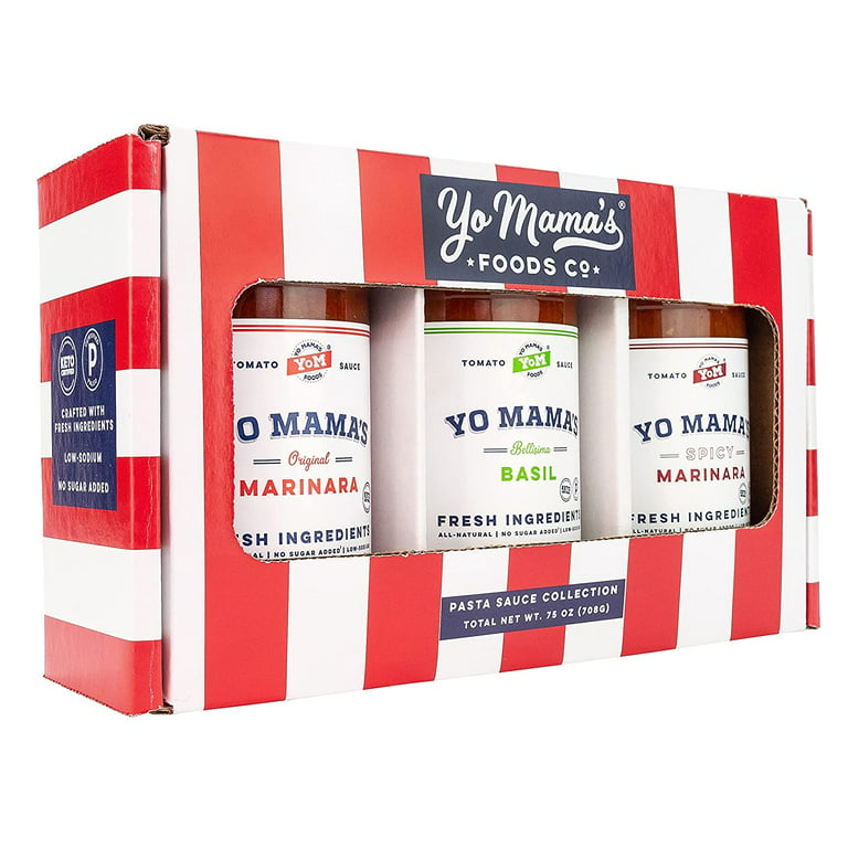 Gourmet Keto Gift Set and Care Package by Yo Mama's Foods, Includes (1)  Marinara Sauce (1) Tomato Basil &, (1) Spicy Marinara Sauce