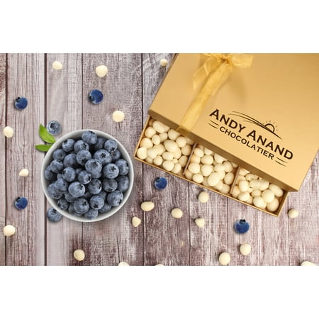 Corporate Chocolate Gifts Andy Anand Premium Blueberry coated with Greek Yogurt Chocolate Gift Boxed All-Natural Gourmet Christmas Holiday Corporate Food Gifts with Greeting Card, Valentines, Birthday Anniversary Get-Well 1lbs ()