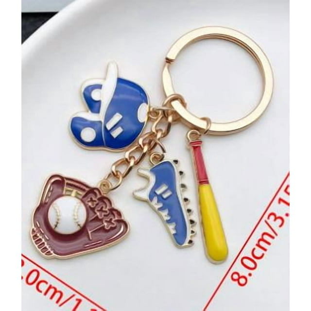 CIMAXIC Party Mini Baseball Bat Keychain: Sports Ball Pendant Decorative Alloy Baseball Key Ring For Backpacks Bags Sports Fans Party Favors,2.95"X1.5"X0.2"