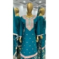 thumbnail image 2 of Indian Bollywood Top Sharara Dupatta Set Heavy Chinon Silk Designer Salwar Suit Round Neck 42, 2 of 5