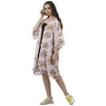 thumbnail image 4 of Moomaya Moss Georgette Printed Shrug Beach Cloth 3/4 Sleeve Cardigans For Women, 4 of 6