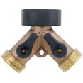 thumbnail image 1 of Fiskars 581296 Green Thumb Brass 2-Way Connector, 1 of 2