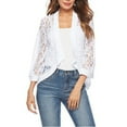 thumbnail image 2 of ASFGIMUJ Open Cardigan For Women Casual Lace Crochet Cardigan Three Quarter Sleeve Sheer Cover Up Jacket White XXL, 2 of 7