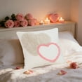 thumbnail image 2 of Leodye 1PCS Cream-style Velvet Pillow 3D Heart Embroidery Stylish Home Living Room Valentine’s Day Sofa Decor Cushion -17.72x17.72in, 2 of 6