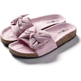 thumbnail image 1 of Roxoni Women Comfort Sandals Ribbon Bow Top EVA Flat Slides Footbed Suede with Arch Support Non-Slip, 1 of 5