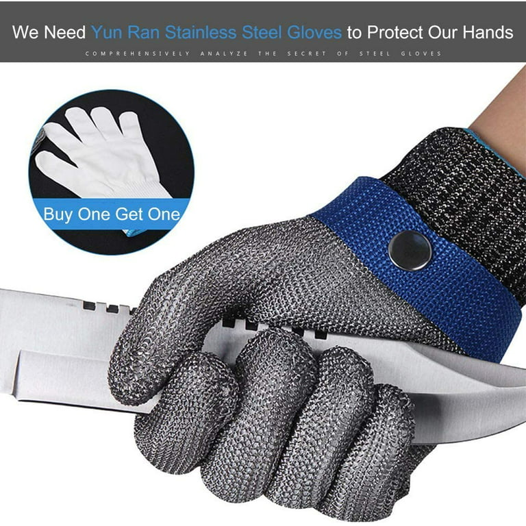 Cut Resistant Gloves Stainless Steel Wire Metal Mesh Butcher Safety Work Gloves for Cutting, Slicing Chopping and Peeling (Small)