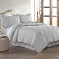thumbnail image 1 of Amrapur Overseas 3-Piece Solid Embroidered Quilted Coverlet Set, King, Silver, 1 of 1