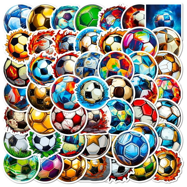 Paquete de pegatinas de fútbol de vinilo impermeables, 50 unidades