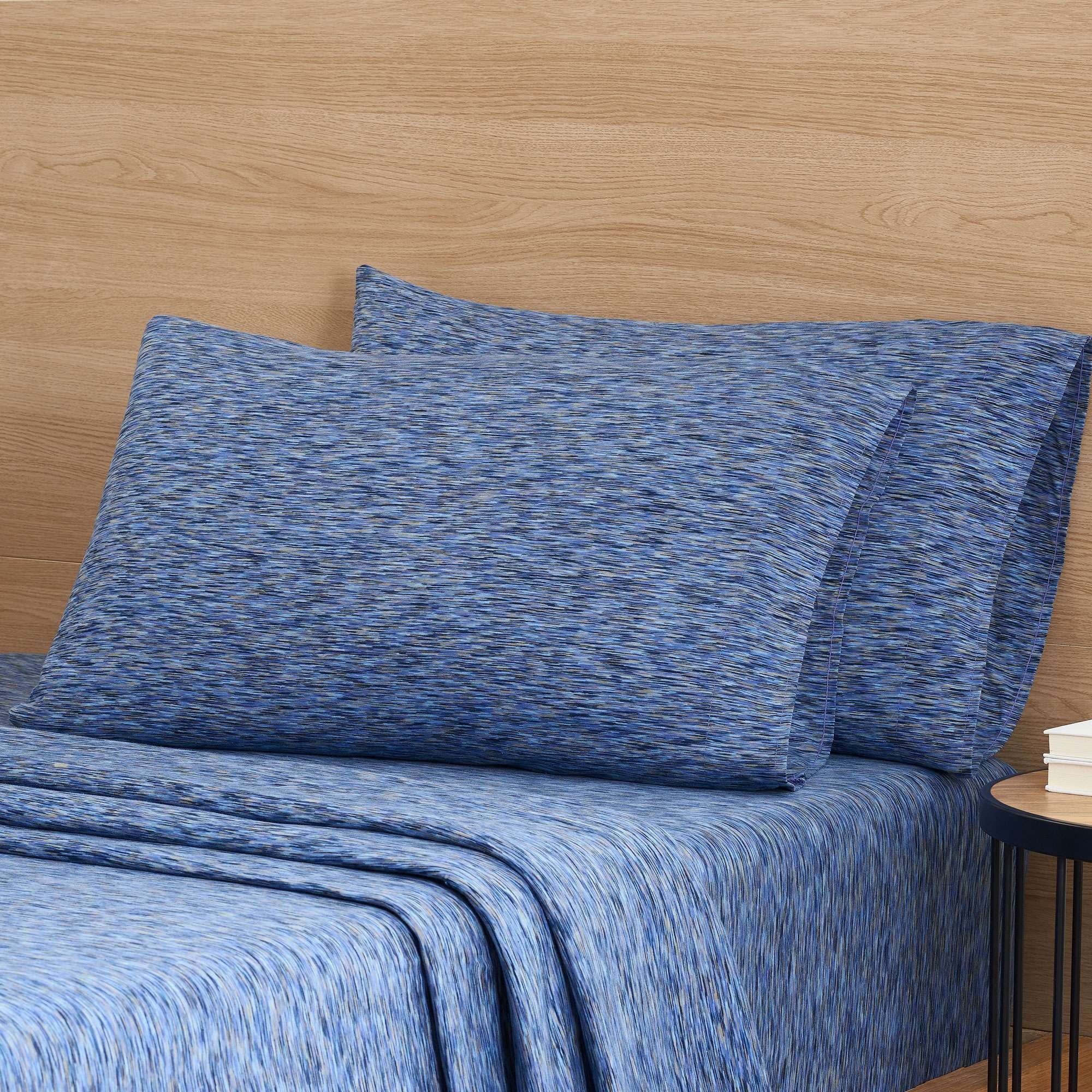 Mainstays Extra Soft Jersey Pillowcase Set, King, Blue Crackle, 2-Pieces