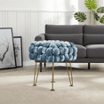 thumbnail image 5 of Home Soft Things Crushed Velvet Pouf Stool Ottoman - Blue Mirage - 16x16x16'', 5 of 12
