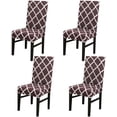 thumbnail image 1 of Dining Chair Cover Set Stretch Spandex Short Dining Chair Protective Cover Universal Removable Chair Protector Seat Covers for Dining Room Wedding Banquet Party (White+Coffee, 4 Pack), 1 of 8