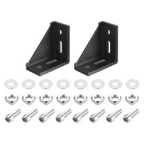 2Sets 4080 Inside Corner Bracket Gusset Mount Kits, 77x77x40mm (Black)