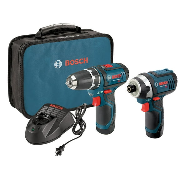 Restored Bosch CLPK22-120-RT 12V Max Lithium-Ion 3/8 in. Cordless Drill/Driver and Impact Driver Combo Kit 2 Ah (Refurbished)