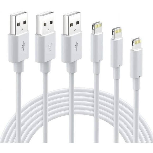 POINTERTECK pour Cordon de Charge Certifié MFi - Câble Lightning Lot de 3 3 Pi Câble de Charge Lightning vers USB A Durable Compatible avec 13 12 11 Pro Max iPad Airpods
