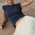 thumbnail image 6 of Summer Tops for Women Cap Sleeve Slim Ribbed Knit Basic Casual Sleeveless Tank Top, 6 of 6