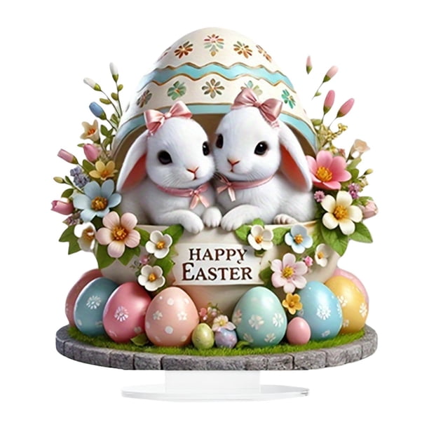 Placa acrílica de escritorio con decoración de conejito de Pascua 2D, suministros creativos decorativos para fiestas Estilo B
