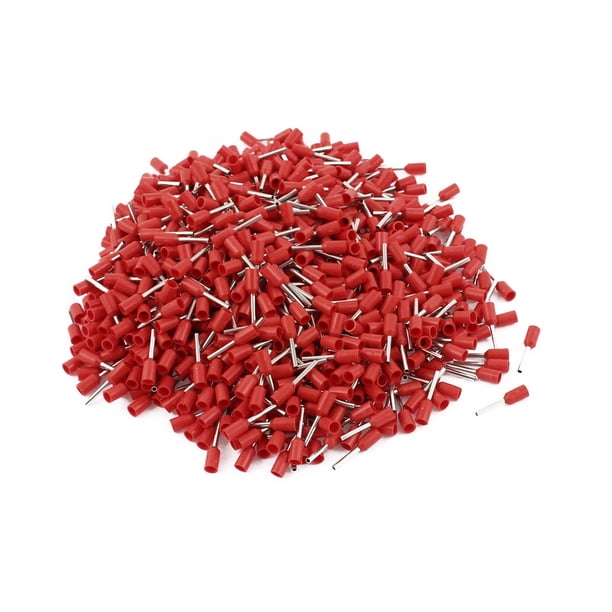 1000 Pcs Terminales de Ferrule de Cobre Aislados de Pin de Extremo AWG 22 Rojo VE0508