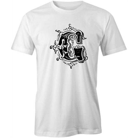 Letter G T-Shirt | Decorative Alphabet White Tee Gift
