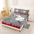 thumbnail image 2 of Erosebridal Sports City Boys Full Size Sheets, Baseball Bed Sheets, Grey Crimson, 4 Pieces, 2 of 5