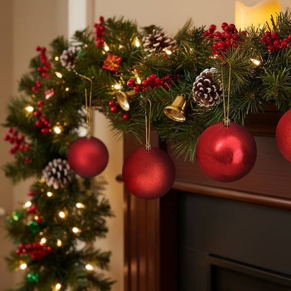 Northlight 12ct Shatterproof 4-Finish Christmas Ball Ornament Set 4" - Red