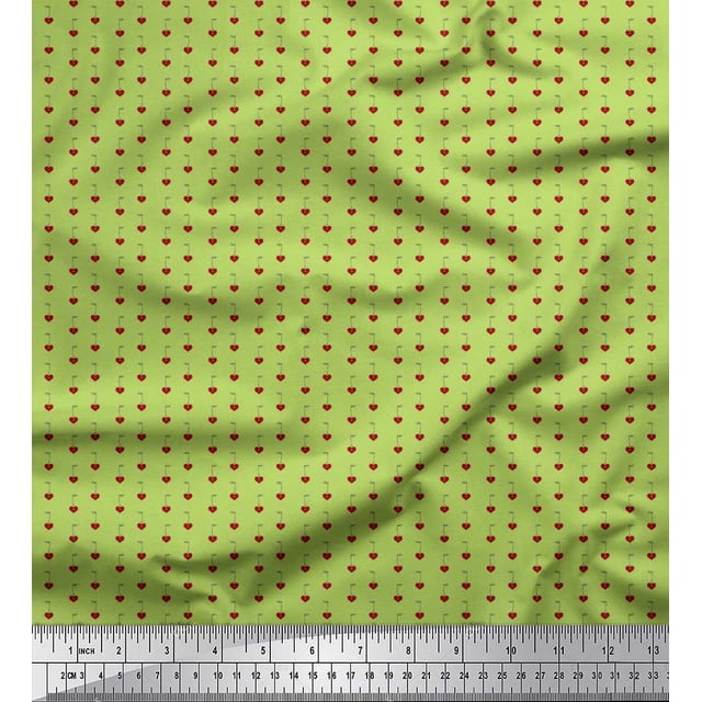 Soimoi Poly Georgette Fabric Heart Shirting Print Sewing Fabric Yard 42 Inch Wide