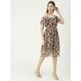 thumbnail image 3 of Moomaya Printed Off-Shoulder Poly Georgette Midi Dress Cinched Long Dress, 3 of 8