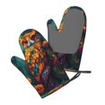 thumbnail image 5 of Hirioo Colorful Owl Forest for Silicone Oven Mitts for BBQ, Baking, Cooking, Set of 2, Heat Resistant 260℃, Non-Slip Kitchen Essentials, 5 of 6