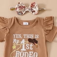 thumbnail image 4 of Myshe Newborn Baby Girl Western Outfit My First Rodeo Short Sleeve Ruffle Romper Skirt Headband Set Summer Clothes,Brown,0-3 Months, 4 of 7