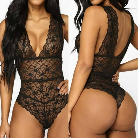 

muxika Womens Sexy Lingerie Bodysuit Deep V Lingerie for Women One Piece Babydoll Lace Lingerie Sleepwear Underwear Valentine s Day Gifts for Girlfriend