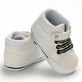 thumbnail image 4 of RTKFRFLM Infant High-Top Sneakers Colorblock Soft Sole First Walker Sport Shoes White 11/1, 4 of 5