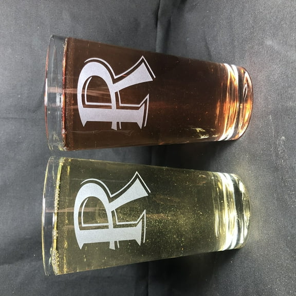 16OZ MONOGRAM BEER GLASS R SET OF 2