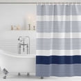 thumbnail image 4 of Navy Blue Stripe Waterproof Fabric Shower Curtain,Modern Rustic Horizontal Blue Striped Waterproof Fabric Shower Curtain for Bathroom Curtains Bathtubs Shower Curtains with 12 Hooks Standard 60x72, 4 of 8