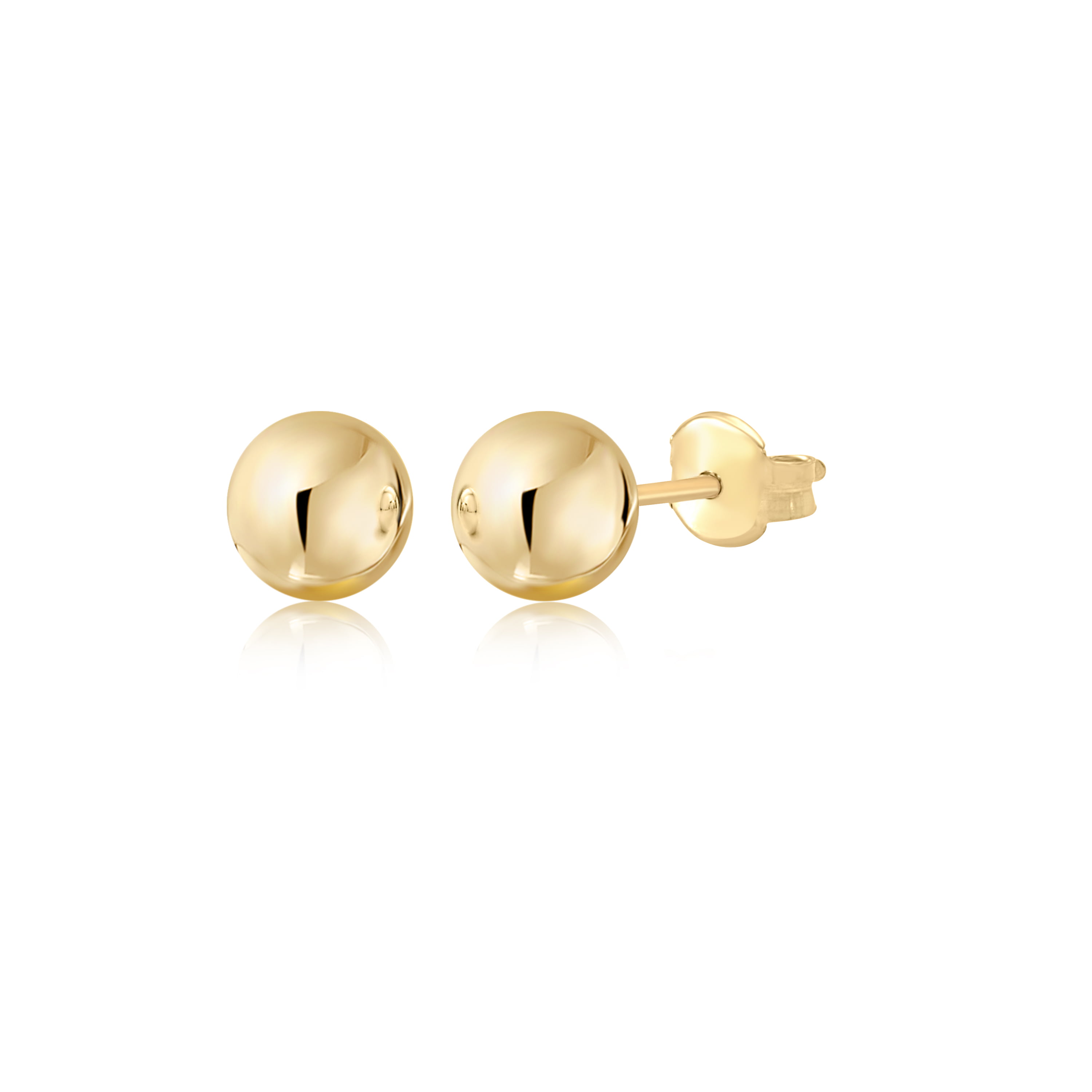 14K Yellow Gold Hollow 3mm Ball Stud Earrings Push Back Madi K Childrens Jewelry 