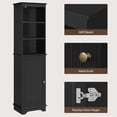 thumbnail image 5 of 60.5" Freestanding Bathroom Storage Cabinet, Tall Slim Floor Cabinet with 3 Shelves & Door, Space Saving Organizer, Home Storage Furniture, Black, 5 of 9