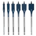 thumbnail image 1 of Bosch DSB5006 Daredevil Standard Spade Bit Set w/Power Groove Hex Shank and Full Cone Threaded Tip (6 Piece Set), Blue, 1 of 9