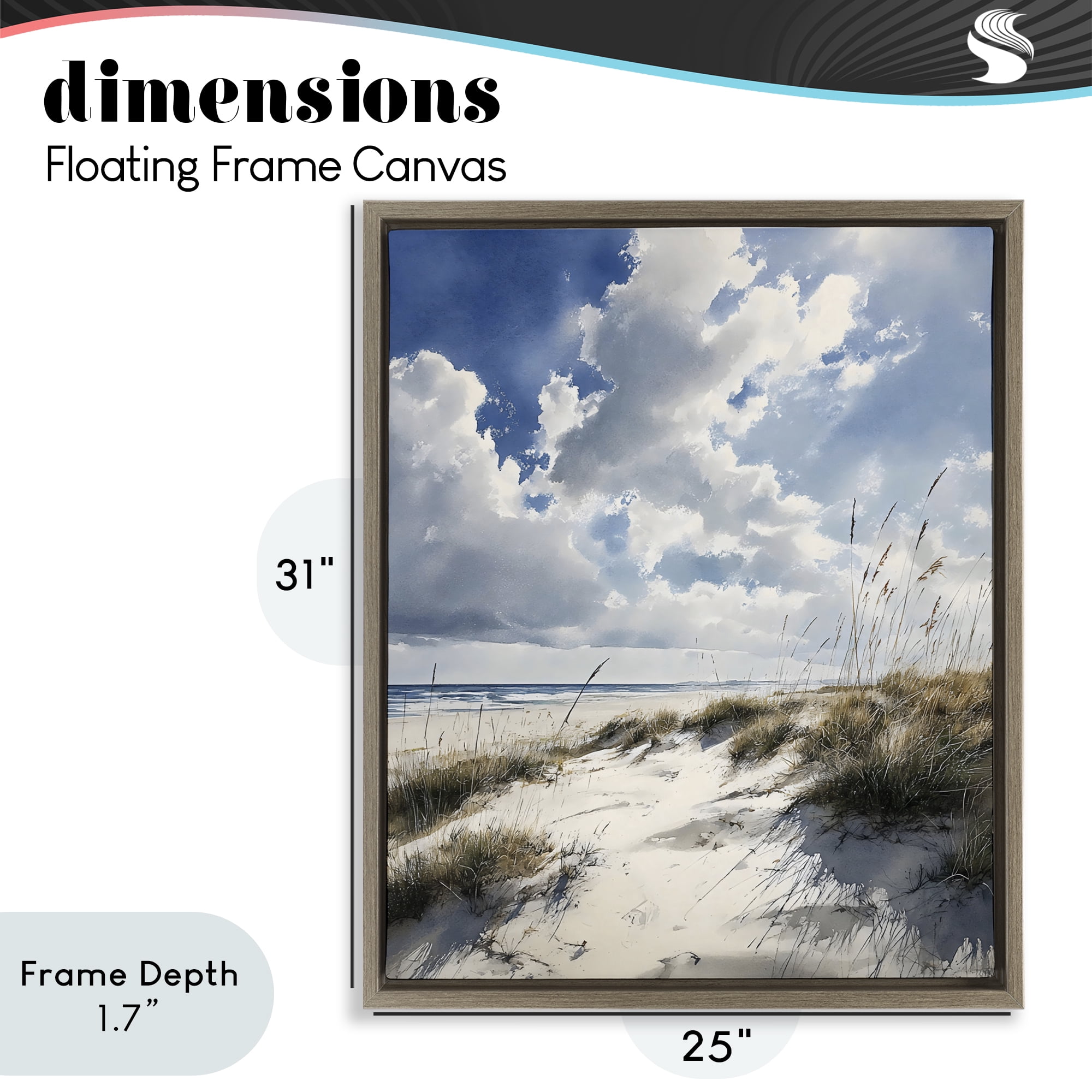 Stupell Industries Midday Sunny Beach Dunes Brown Framed Floater Canvas Wall Art, design by Franklyn Gregory